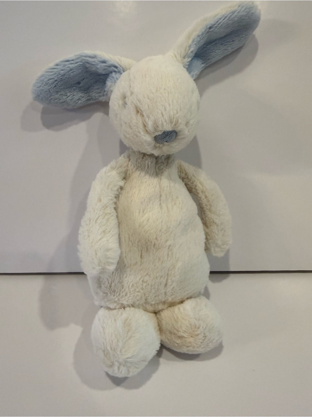 Rare Retired Little Jellycat Bashful Blue Bobtail Bunny Plush Rattle